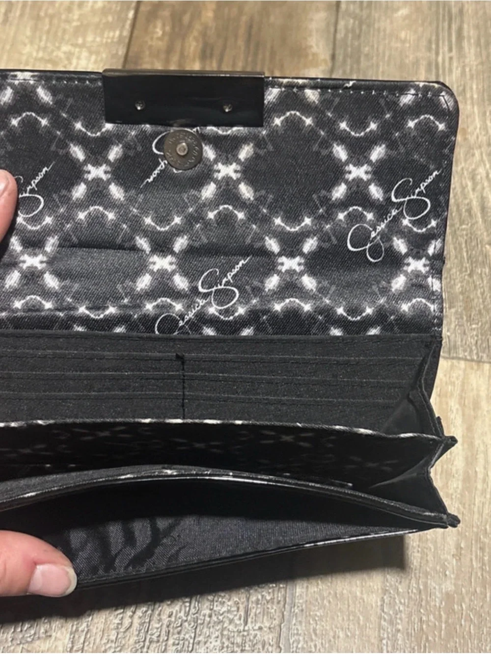 Jessica Simpson Black Patent Quilted Wallet Clutch